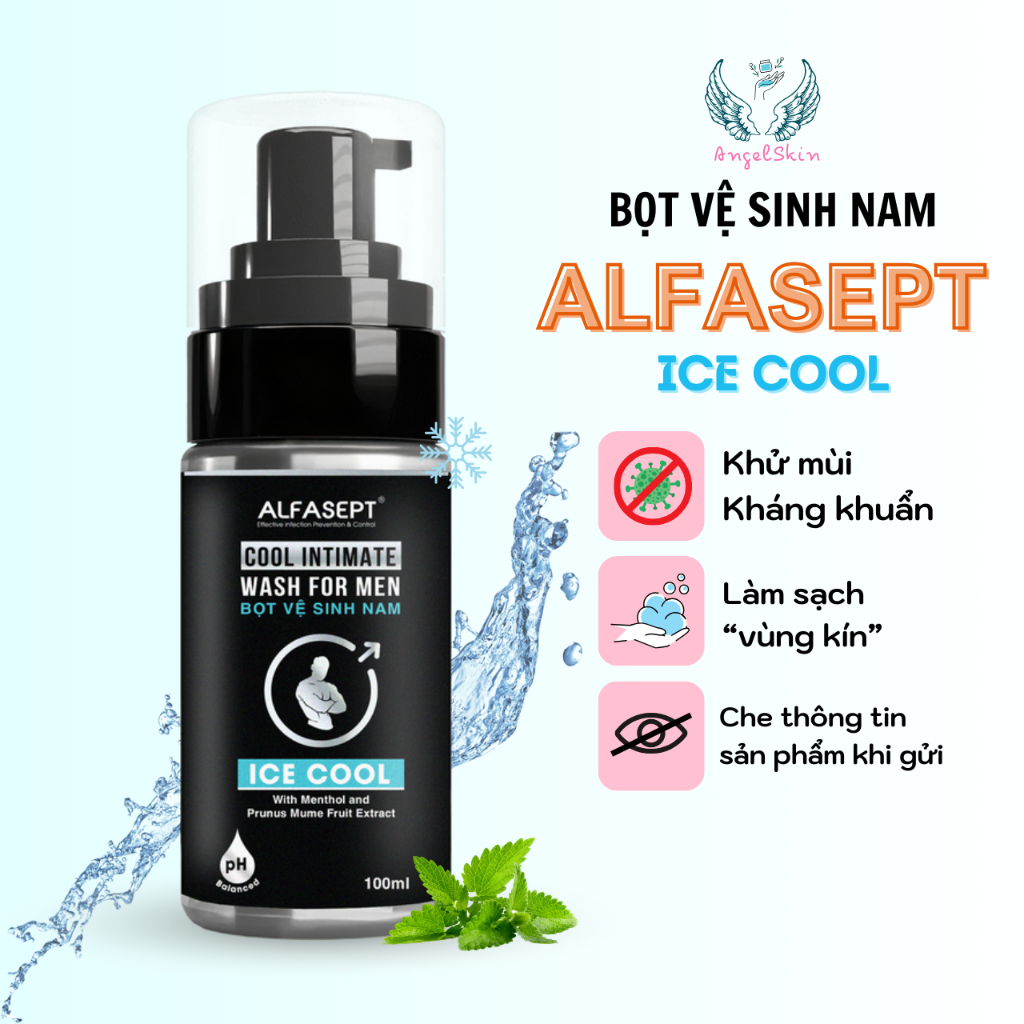 Bọt Vệ Sinh Nam ALFAMAN Cool Intimate ICE COOL Lọ 100ml | ANGELSKIN