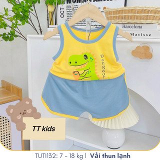Đồ bộ ba lỗ Tuti Tuti baby chất vải mềm mịn mát cho bé vào mùa hè 2024, hoạ tiết xinh xắn doremon, TUTI132