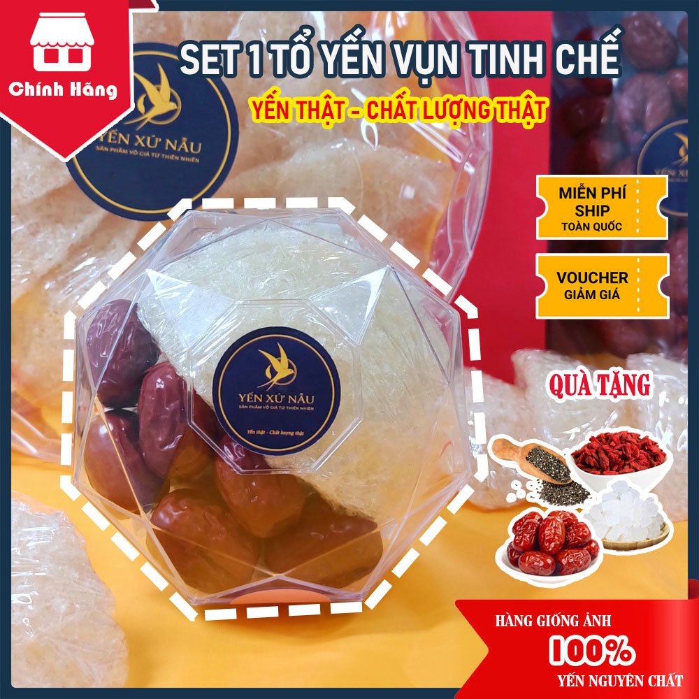 Set 1 Tổ Yến Vụn Tinh Chế Nguyên Chất + Quà Tặng Nguyên Liệu Chưng Yến - Yến Xứ Nẫu - Yến Bình Định