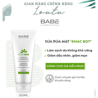 Sữa rửa mặt babe - babé stop akn purifying cleansing gel cho da dầu mụn 200ml