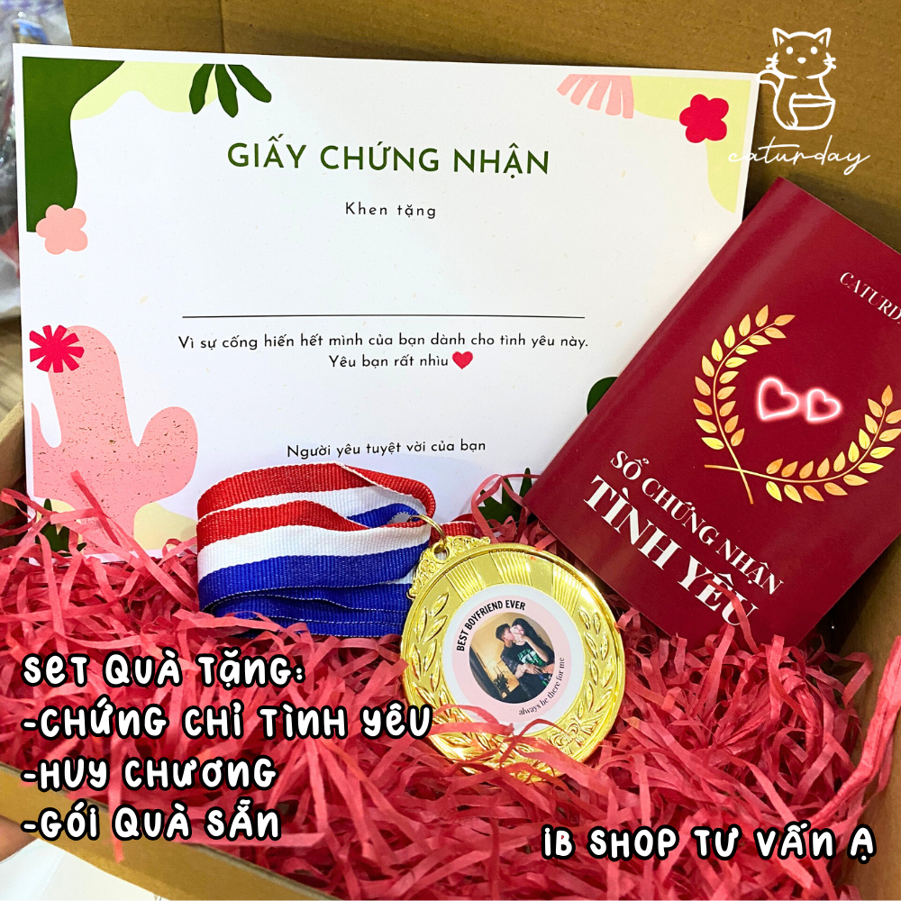 [GÓI QUÀ SẴN]_Set quà tặng Chứng chỉ tình yêu + Sổ tình yêu + Huy chương