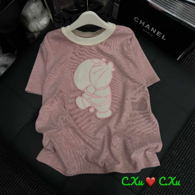 Áo phông doremon hồng cổ len hàng QCL1