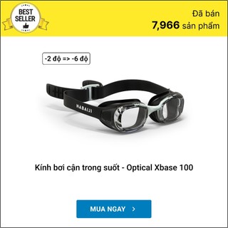 Kính bơi cận tròng kính trong suốt optical xbase 100 DECATHLON NABAIJI mã 8403673