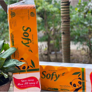 Bịch 12 cuộn giấy vệ sinh SOFY 1,5kg tặng kèm 1 gói giấy ăn siêu mịn