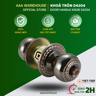   04204  KHOÁ TAY NẮM TRÒN VIỆT TIỆP cao cấp  Chính hãng  - Ổ khoá tròn Việt Tiệp nâu hoạ tiết bông lúa 