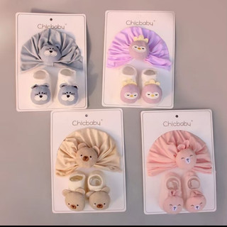 Set Mũ Băng Đô - Tất Gấu Chicbaby cho bé yêu . turban cho bé . Băng đô cho bé gái bé trai