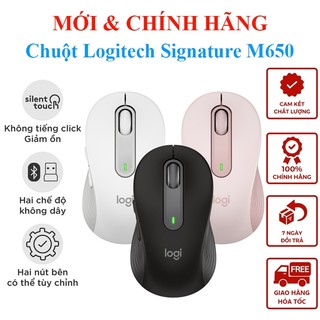 Chuột không dây bluetooth logitech signature m650, m550 size m, pop