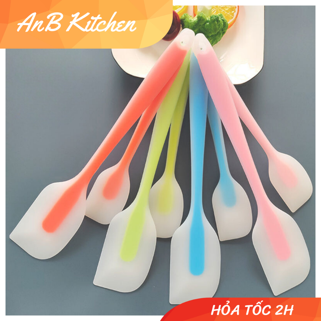 Phới dẹt silicon spatula đúc liền trong suốt chịu nhiệt 21cm, 28 cm dùng để vét bột, trộn bột
