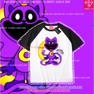 Áo Thun Hoạt Hình Mèo Catnap x dogday Tay Raplan Đen - Smiling Critters Poppy playtime 3  F671