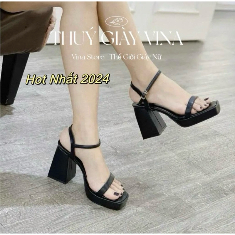 giày cao gót quai mảnh đế vuông 9 phân cho nữ hottrend 2024, giầy mặc áo dài THUÝ GIÀY VINA STORE mã DUP002