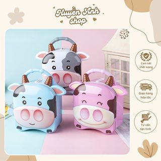 Két sắt mini-hộp tiết kiệm có khoá hình bò sữa siêu xinh💚