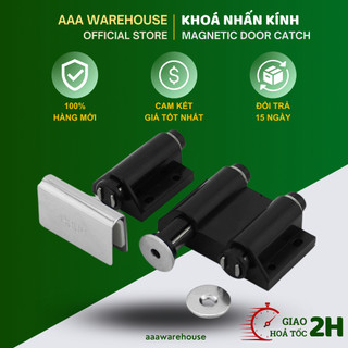 Bản lề nam châm nhấn mở cửa kính 1 cánh/ 2 cánh - lề nhấn tủ kính đơn/ đôi
