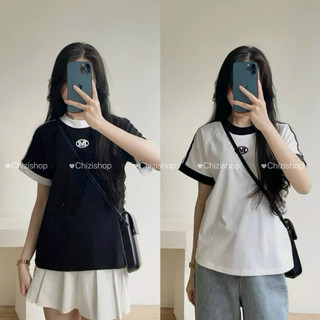 [Hot] ÁO THUN VIỀN THÊU CHỮ M - ÁO THUN ÔM BODY DÁNG BABYTEE CHẤT THUN GÂN THÊU CHỮ VIỀN CỔ, VIỀN TAY chizishop