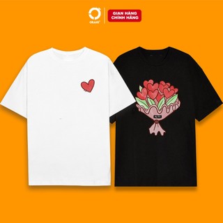 Áo đôi thun Orans bó hoa hình trái tim chất cotton 4C fullbox - Orans Couples