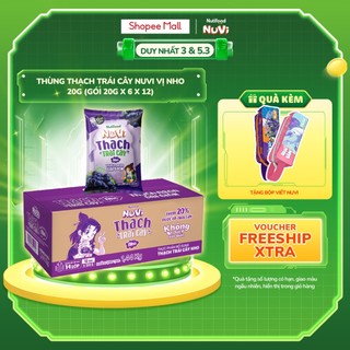  Thùng Thạch Trái Cây Nuvi Vị Nho 20g - (Gói 20g x 6 x 12) - Thêm 20% Nước Ép Trái Cây