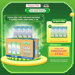  Thùng Sữa Tươi Tiệt Trùng Nutimilk Ít Đường 180ml (Hộp 180ml x 48)