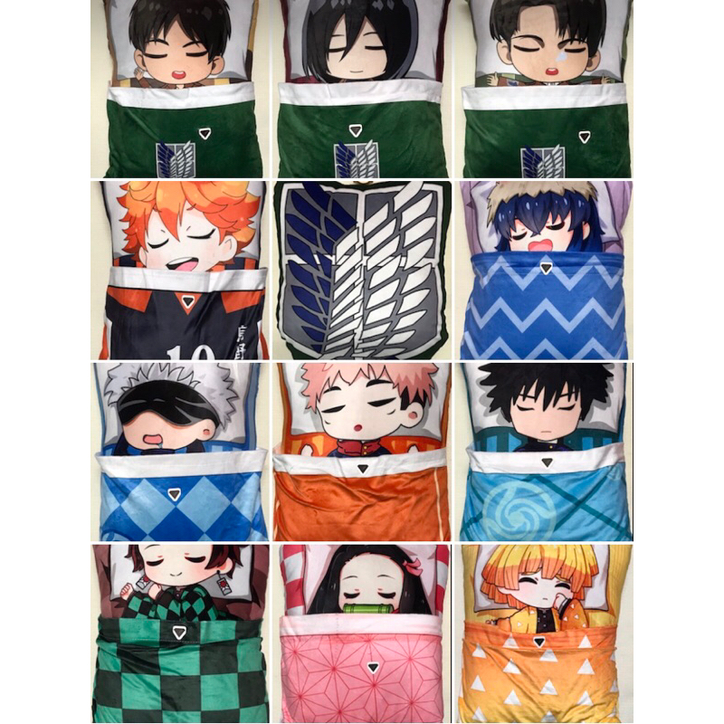 TPstore Gối mochi nhồi bông anime hoạt hình Attack on Titan Jujutsu Kaisen Kimetsu no Yaiba Haikyu T