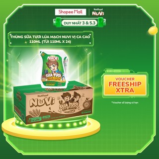  Thùng Sữa Tươi Lúa Mạch Nuvi Vị Ca Cao 110ml (Túi 110ml x 24) - Phát Triển Chiều Cao