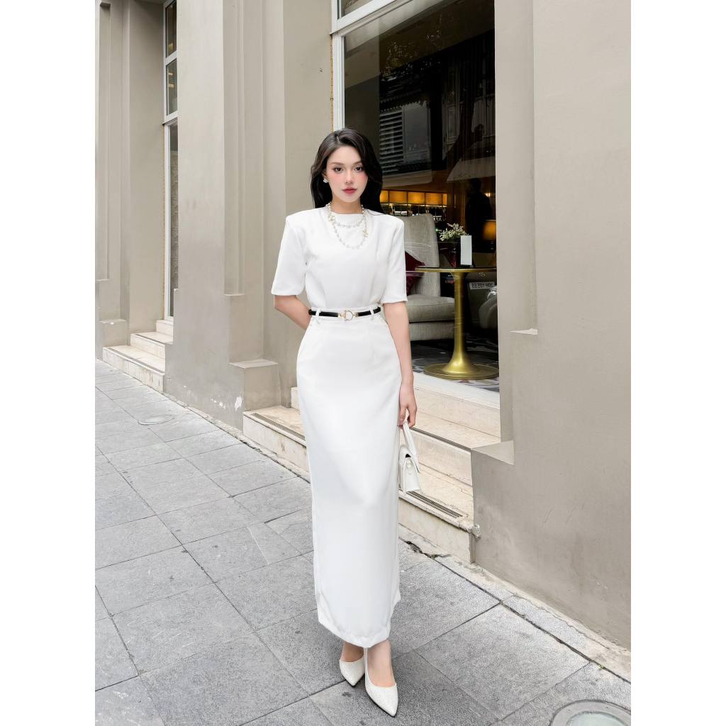 Set Áo Đôn Vai Chân Váy Dài Nhiều Màu Eclipse Clothing Công Sở Thanh Lịch Du Lịch Dạo Phố