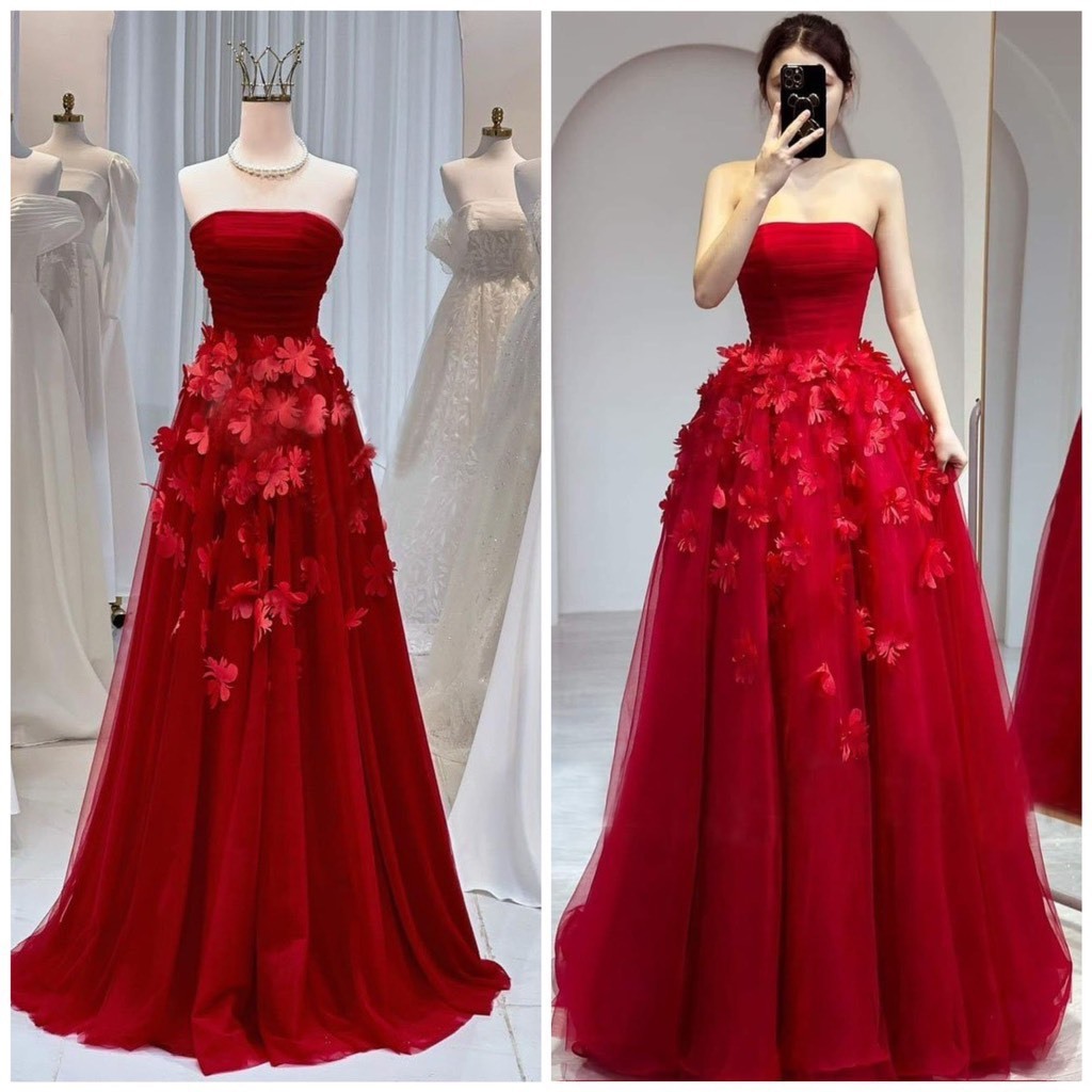 Đầm cưới đi bàn cô dâu cúp ngực đính hoa ( hàng có sẵn ) fullsize s/m/l/xl nhận may theo số đo bigsize