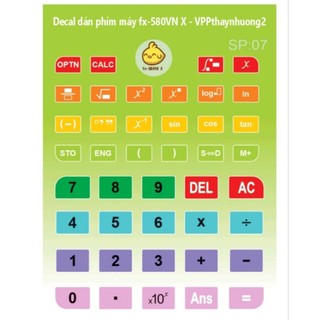 Decal dán phím máy tính casio 580vnx