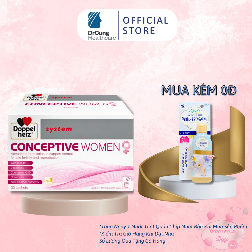 Bác Sĩ Cung Conceptive Women - Bổ Trứng, Tăng Khả Năng Thụ Thai, Vitamin Tổng Hợp Cho Bà Bầu (Hộp 30 Gói)