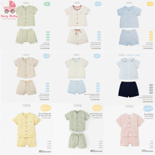 Bộ Quần Áo Cộc Nous Cài Thẳng cho bé Trai bé Gái chất thoàng mát, mềm mại size 0m 3m 6m 9m 12m