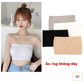 Áo ngực ống quây cotton không mút không dây, áo lót bra cúp ngực trơn nhiều màu