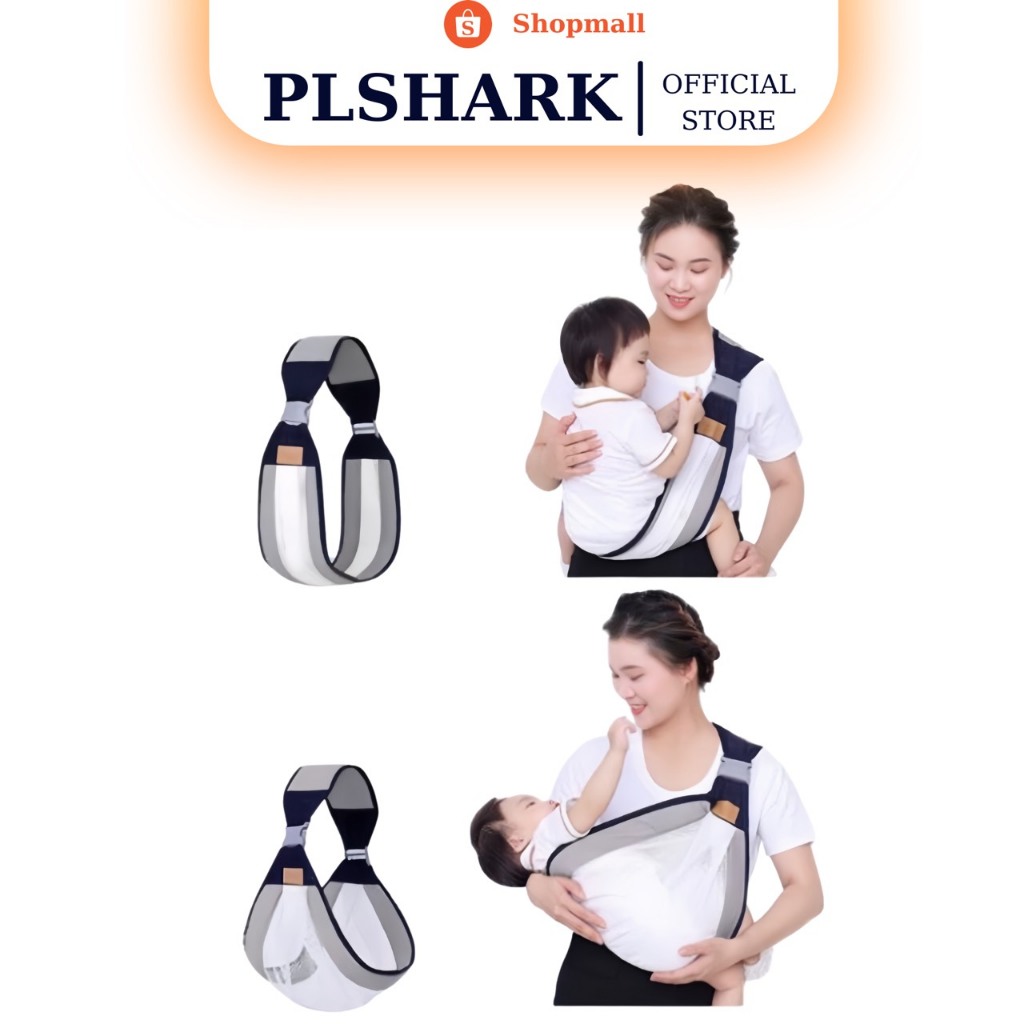 Địu em bé sơ sinh PLSHARK chất vải lưới mềm mát gọn nhẹ dễ dàng sử dụng