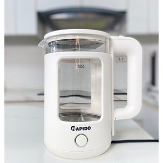 Ấm đun siêu tốc Rapido RK1715W chính hãng, BH 6th, chất liệu an toàn, lòng thủy tinh, vỏ cách nhiệt