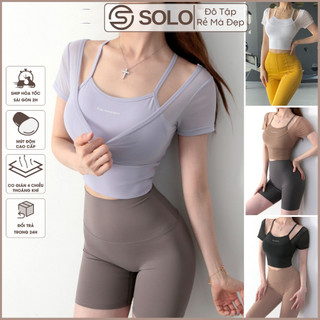 Áo Tập Gym Yoga Pilates Phối Cổ CÓ MÚT Thể Thao Thun Poly Mềm Mịn Thoáng Khí Solo Sportswear 5551