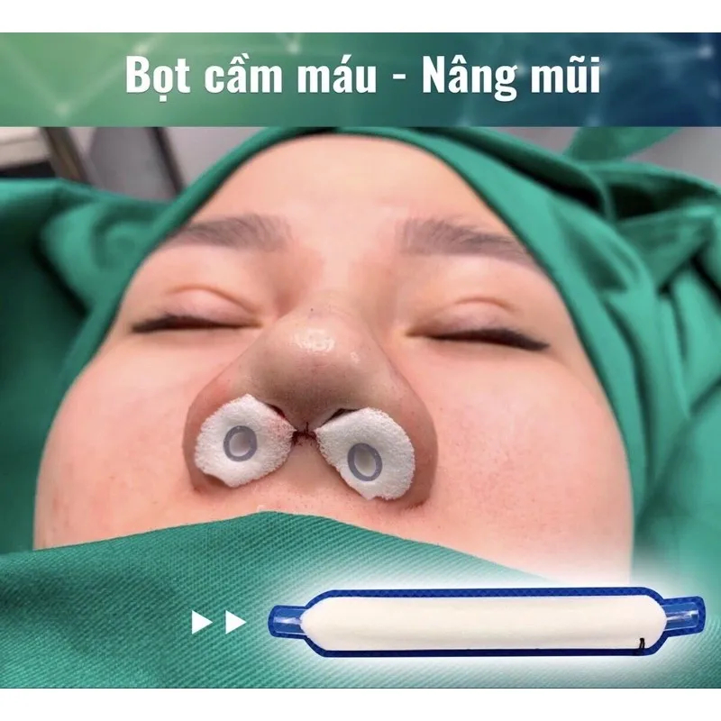 Gạc cầm máu mũi birocel - Nasal Dressing- Gạc cầm máu birocel - birocel bông xốp bọt mũi có ống thở 