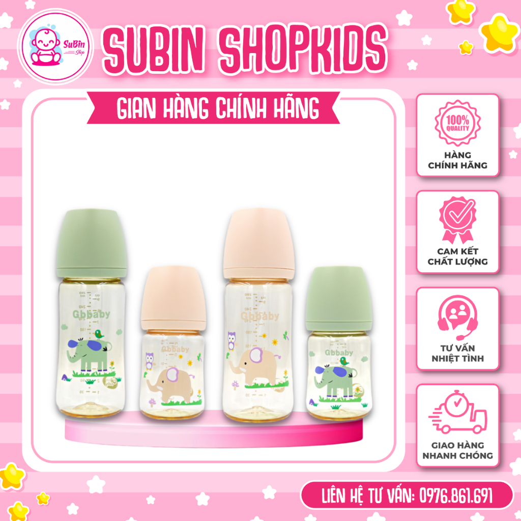 Bình Sữa Gb Baby PPSU CHÍNH HÃNG Bình Sữa Hàn Quốc Mêm Mại 180ML, 280Ml