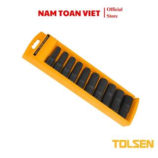 Bộ 10 đầu tuýp đen dài 1/2 tolsen 18296 chất liệu crmo