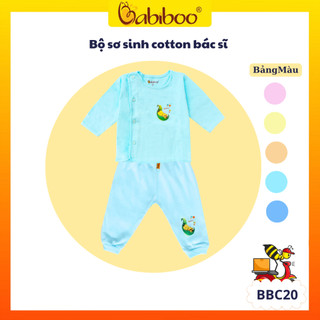 Bộ sơ sinh cotton bác sĩ quần dài mặc bỉm Babiboo - BBC20