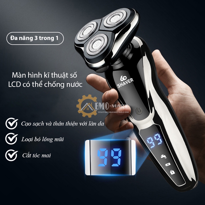 ⚡️𝐇𝐚̀𝐧𝐠 𝐋𝐨𝐚̣𝐢 𝐈⚡️ Máy cạo râu Shaver 6D đa năng ⚡️3 lưỡi kép được cải tiến mới , cạo sạch êm ái, chố
