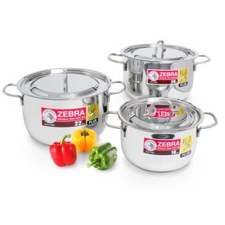 Bộ 3 nồi inox 304 Zebra 18 - 20 - 22cm - CHÍNH HÃNG - 180827