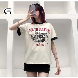 Áo Thun Nữ Baby Tee YOUTH CULTURE Borip Co Dãn Ôm Body Cổ Tròn Tay Ngắn Dáng Dài Họa Tiết CAT CREW