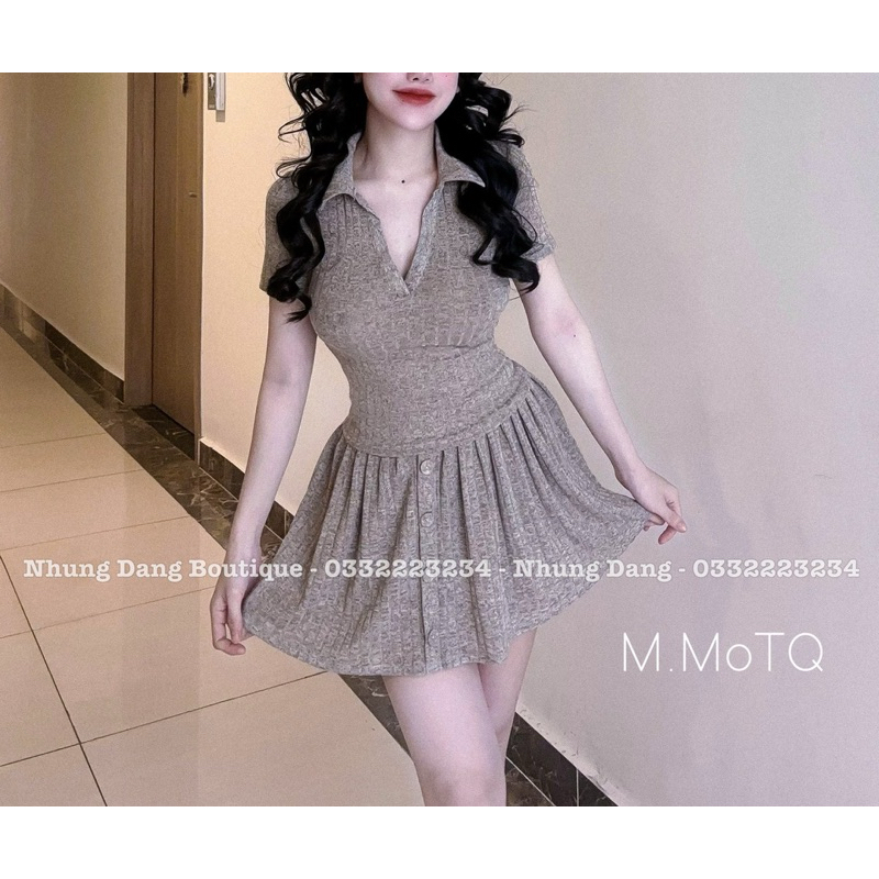 Set áo thun cổ đức chân váy xoè babi