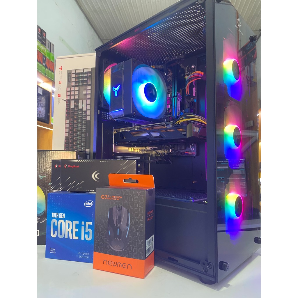 Bộ máy i5 9400f, ram 16g, card rx 580 8g, ssd 360G, màn 27inch Cong mới