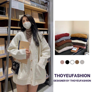 Áo Cadigan Len Thừng Oversive Cho Nữ,Áo Khoác Len Nữ Form Rộng Túi Trước Tay Phồng Vải Len Thừng QCCC loại 1