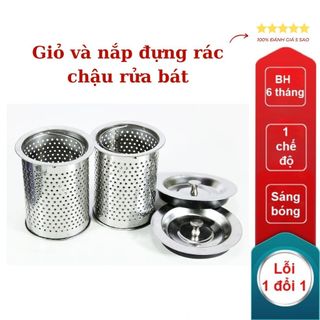 Giỏ lọc rác và nắp đậy chậu rửa bát, bộ lọc rác chậu rửa chén inox 304 sáng bóng dễ dàng thay thế