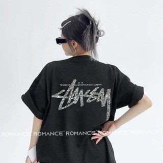 Áo Thun Nam Nữ Stussy Basic Kim Tuyến Phản Quang Full Tag Mác Form Rộng Chất Liệu 100% Cotton