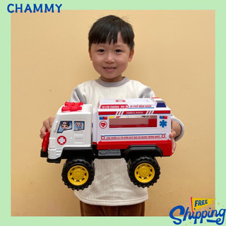 Xe ô tô cứu thương size to CHAMMY xe đồ chơi chở bệnh nhân cho bé trai bé gái