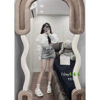Chân váy mini denim jeans cạp phối đính đá chà neo sang chảnh mẫu mới 2024 QCL1 LuciK Shop CV0061 9357
