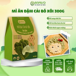 Mì Ăn Dặm Cho Bé Từ 6 Tháng Tuổi Cải Bó Xôi Organic Anpaso - Mỳ Rau Củ Bổ Sung Chất Xơ Vitamin Giảm Táo Bón Cho Bé 300g