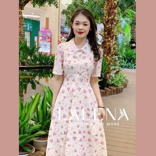 Nv066 đầm cổ phối ren hoa nhí
