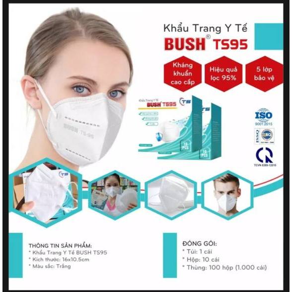 Sale sập giá combo  4 hop - KHẨU TRANG Y Tế N95 Chính Hãng (1hộp/10cai) - BUSH TS95