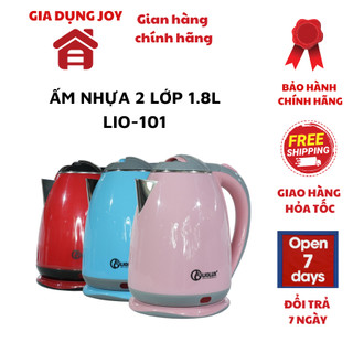 Ấm nhựa hai lớp 1.8L LIO-101 2 Lớp, bình đun nước bằng điện 1,8L tiện dụng cho gia đình bảo hành 12 tháng