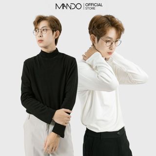 Áo Giữ Nhiệt Nỉ Cổ Cao 3 Phân MANDO Unisex Nam Nữ Thu Đông Form Rộng Trơn Basic Phong Cách Hàn Quốc SWT005